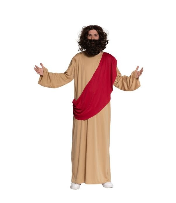 Jezus: Tuniek met ingenaaide Sjaal/Pruik/Baard (onesize)