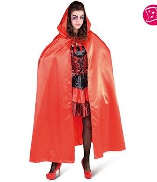 Long Cape with Hood Red