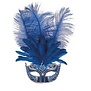 Venetiaans oogmasker blauw met pluimen
