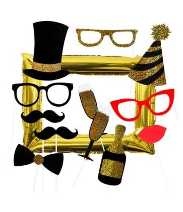 Nouvel ensemble de 12 accessoires photo avec cadre photo en ballon métallisé