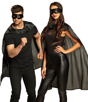 Set Hero black (eye mask and cape 90 cm)