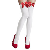 white socks / red bow