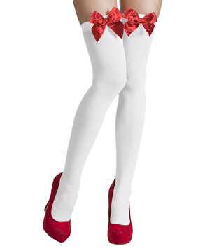 chaussettes blanches / nœud rouge