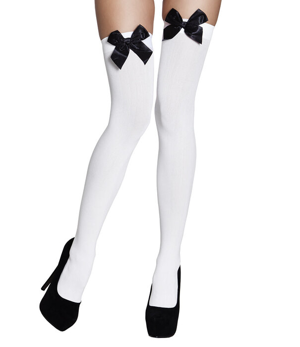 chaussettes blanches/noires à nœud