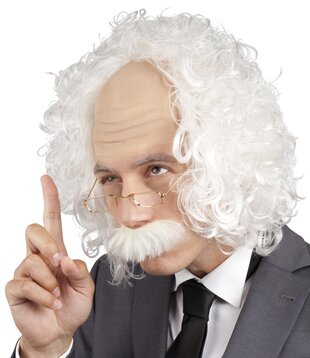 professor wig with mustache and glasses