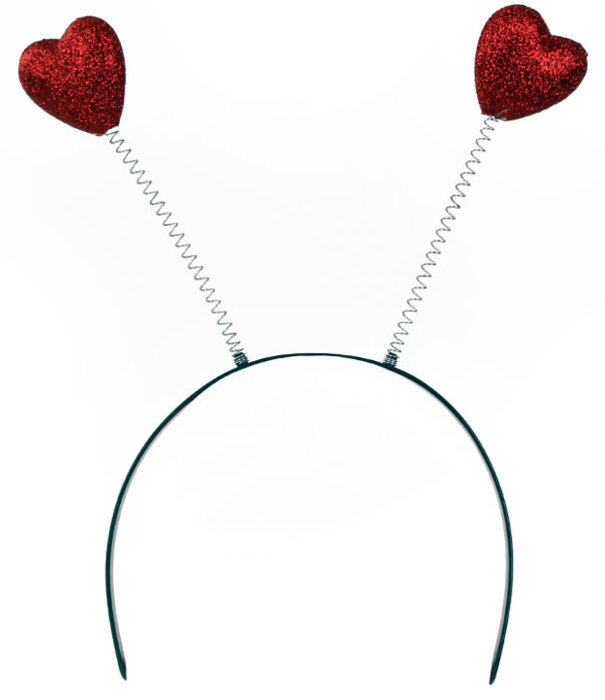 Diadeem 2 rode hartjes glitter