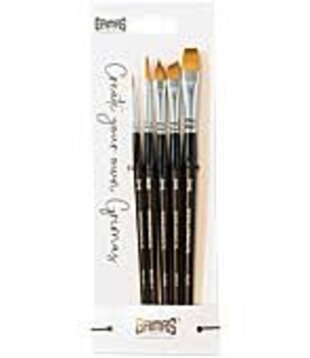 makeup brushes set of 5 pieces (round 1 & 4, floral, angled, flat)