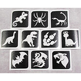 Temporary tattoo stencil set/templates glitter tattoos Set Dino