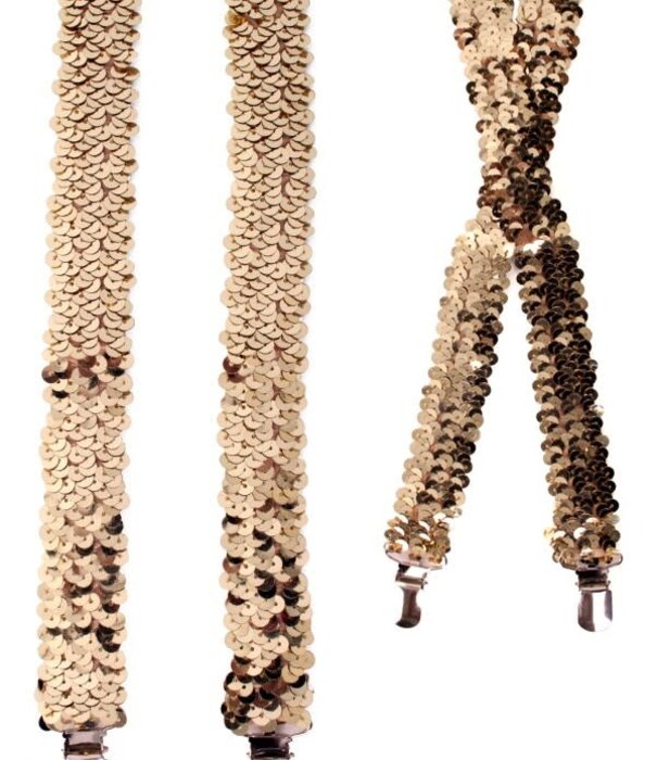 bretelles à paillettes dorées