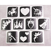 Temporary tattoo stencil set/templates glitter tattoos Princess