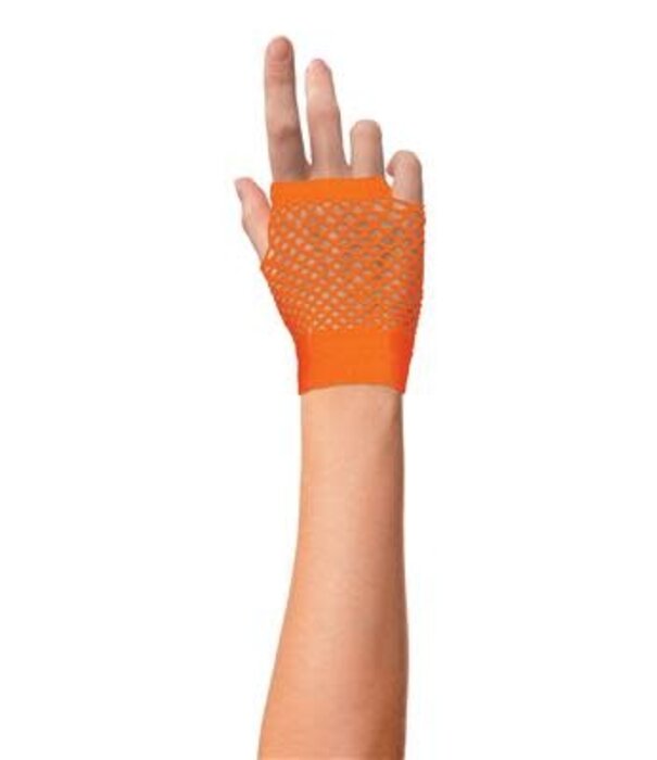 short fluorescent mesh gloves