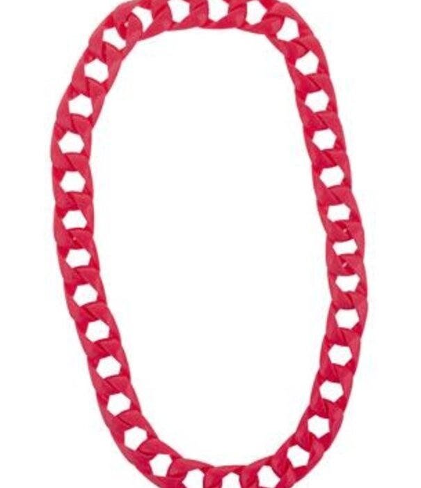 Large-link necklace, fluorescent pink