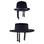 Straight-style hat with sidelocks