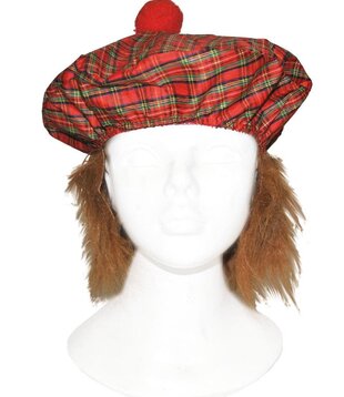 Chapeau écossais avec cheveux