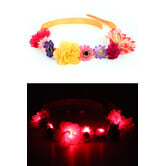 Orange headband with flowers and LEDs