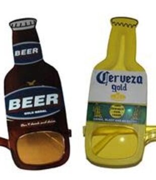 bril bierfles geel