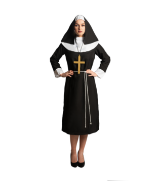 Nun: Tunic, wimple, cross, and rope