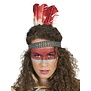 Native American headdress with red and white feathers