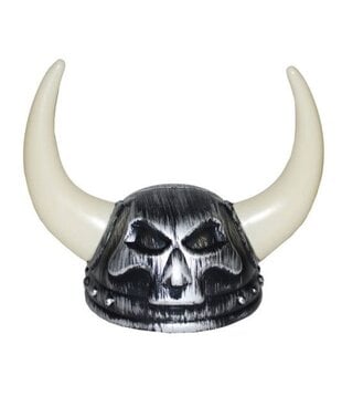 Silver Viking helmet with horns