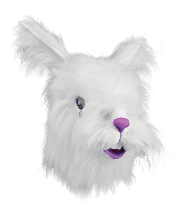 wit pluche konijnenmasker