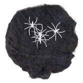 Toile d'araignée noire (60 g) avec 4 araignées blanches