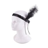 Charleston headband with a black feather