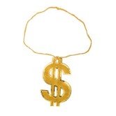necklace with a large gold dollar sign
