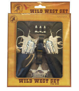 doosje western dubbele holster met 2 revolvers