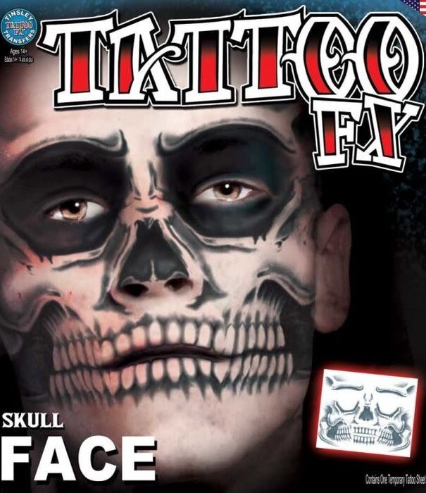Tattoo FX gezicht Skull Man / Doodshoofd
