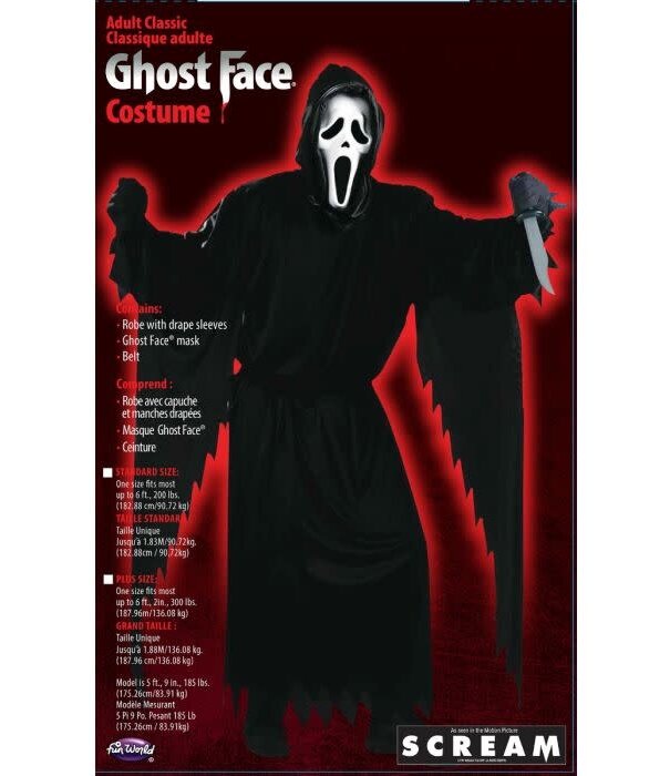 Ghost Face Kostuum Officiele Licentie / Jurk met kap riem & masker