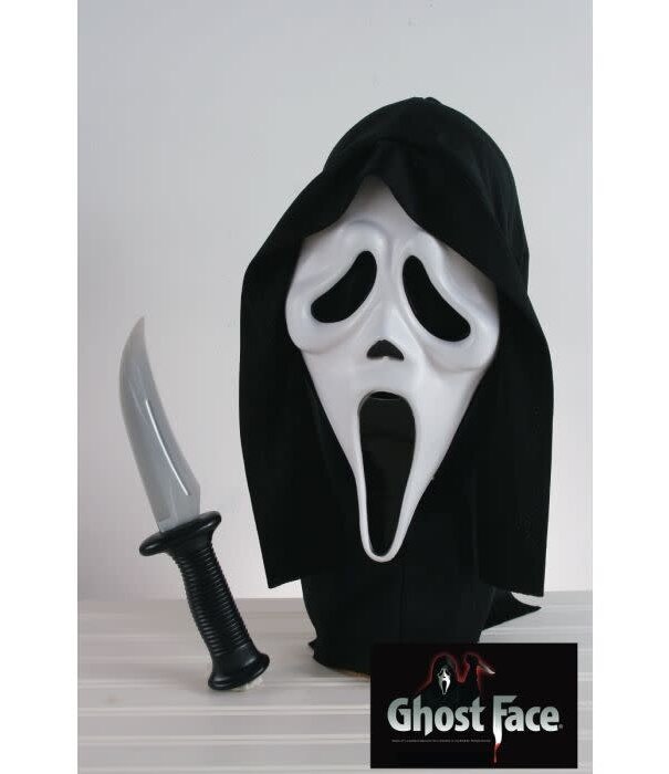 Ghost Face Masker met kap & Mes Officiele Licentie