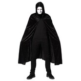 Cape met kap zwart, velours