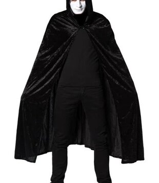 Black hooded cape, velour