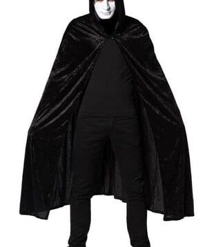 Cape noire à capuche en velours