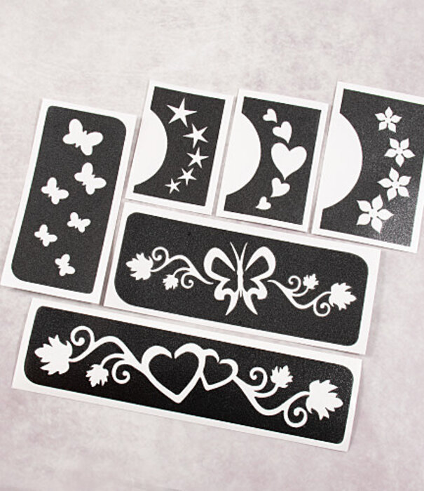 Temporary tattoo stencil set / glitter tattoo stencils FESTIVAL 1