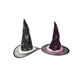 black glitter spiderweb witch hat