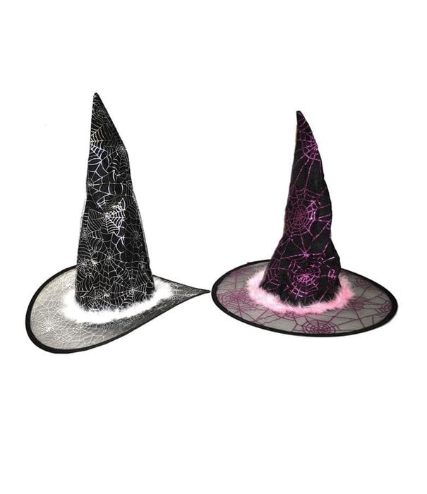 heksenhoed glitter spinnenweb zwart