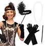 Set Gatsby (hoofdband, ketting, handschoenen en sigarettenhouder)