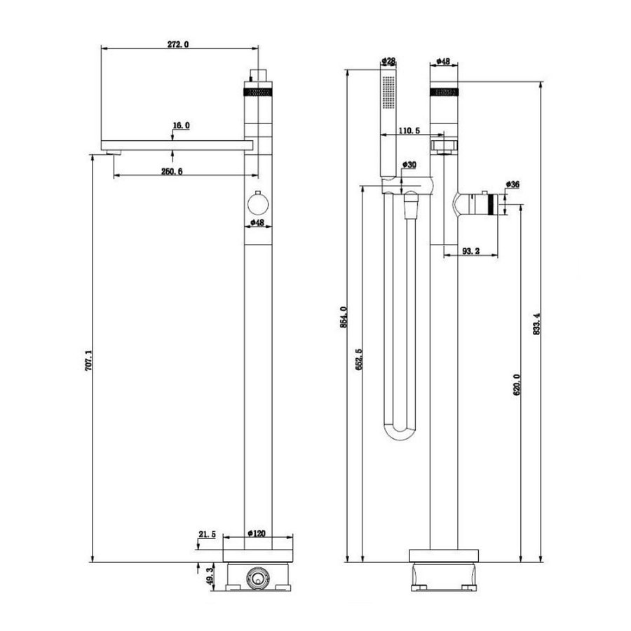 Bad Thermostaatkraan Aqua Splash Exclusive Vrijstaand Compleet Geborsteld Staal