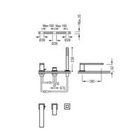 Badrand Mengkraan Tres Cuadro met Handdouche 18x6.2 cm Vierkant Mat Zwart