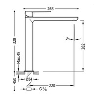 Wastafelmengkraan Tres Loft 1-Hendel Uitloop Recht 28 cm Rond Mat Zwart