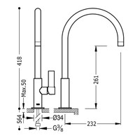 Keukenmengkraan Tres Class 1-Hendel Uitloop Gebogen 26 cm Rond Mat Zwart