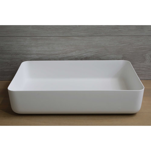 Waskom Opbouw Rechthoekig Luca Sanitair 60x40x13,5 cm Solid Surface Mat Wit 