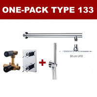 Thermostatische Inbouw Regendouche Set Wiesbaden Type 133 Wanddarm Ufo 30 cm Rond incl. Inbouwdeel