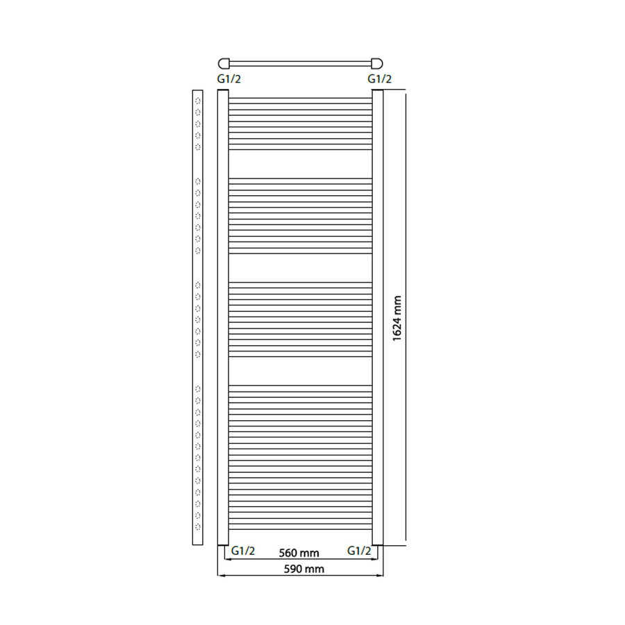 Designradiator Haceka Sinai Satijn Adoria 59x162,4 cm Grijs Onderaansluiting (835 Watt)