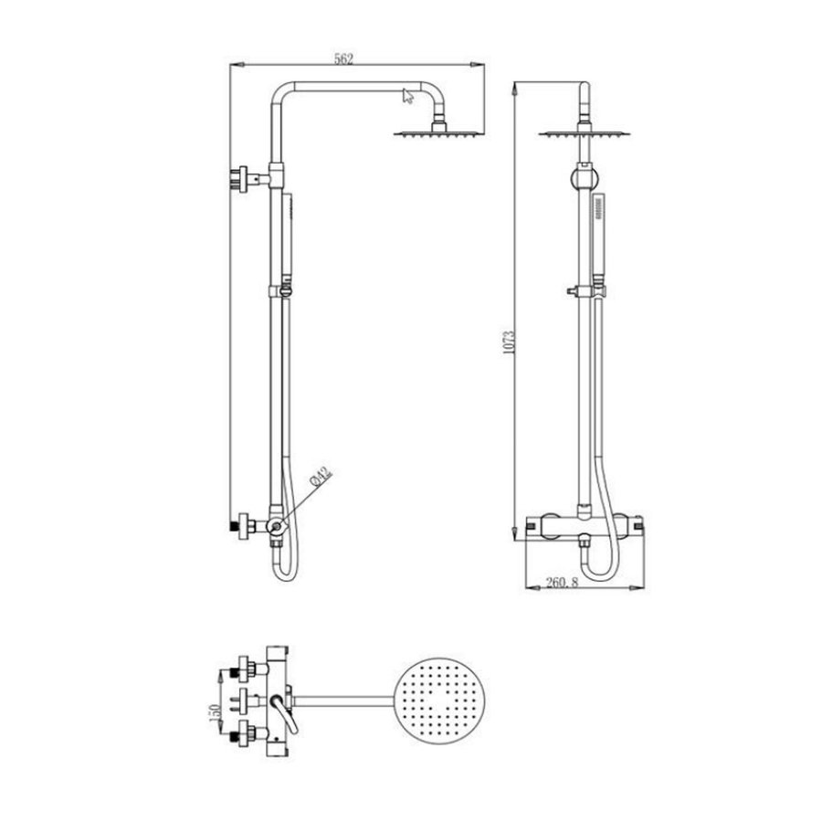 Regendoucheset Opbouw Sanilux 107,3 cm met Handdouche en Douchemengkraan RVS