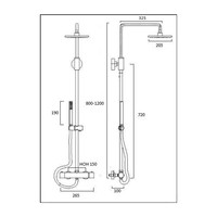 Regendouche BWS Exclusive 20cm met Staafhanddouche 304 RVS