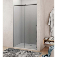 Nisdeur Lacus La Maddalena 160x210 cm Schuifdeur 8mm Helder Glas RVS