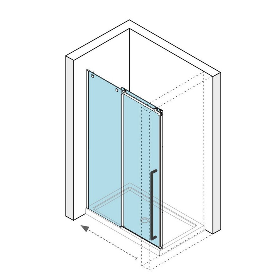 Nisdeur Lacus La Maddalena 170x210 cm Schuifdeur 8mm Helder Glas RVS