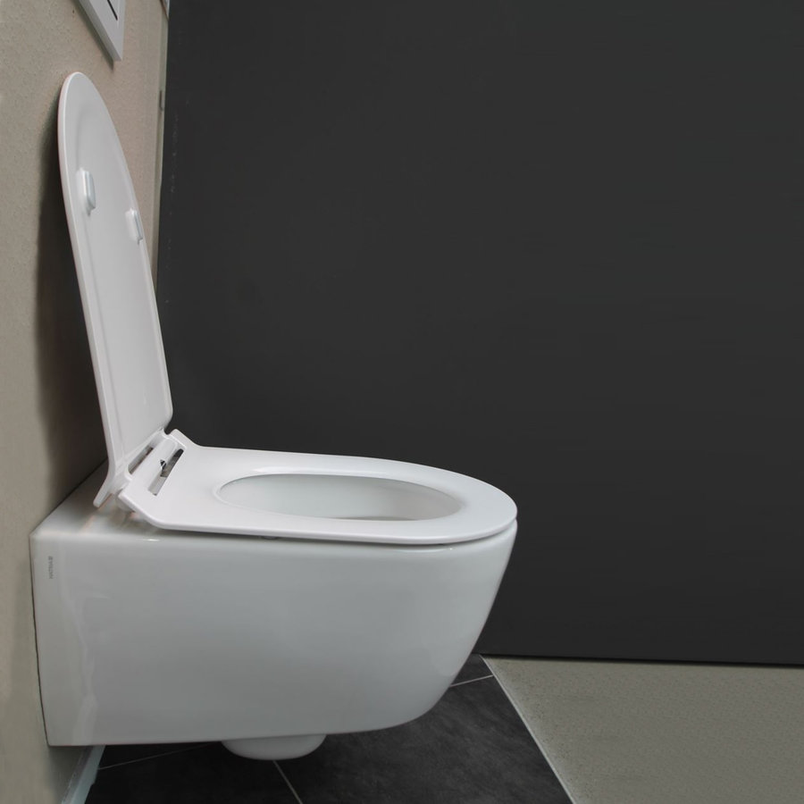 Wandcloset Luca Sanitair Fusion Rimless Met Softclose Zitting Keramiek Wit